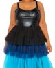 BUXOM COUTURE BUXOM COUTURE Colorful Tiered Faux Leather & Tulle Maxi Dress - 4