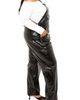BUXOM COUTURE BUXOM COUTURE Croc Embossed Faux Leather Overalls - 3