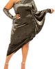 BUXOM COUTURE BUXOM COUTURE Crushed Velvet Asymmetric One-Shoulder Crushed Velvet Dress & Gloves - 1