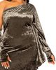 BUXOM COUTURE BUXOM COUTURE Crushed Velvet Asymmetric One-Shoulder Crushed Velvet Dress & Gloves - 4