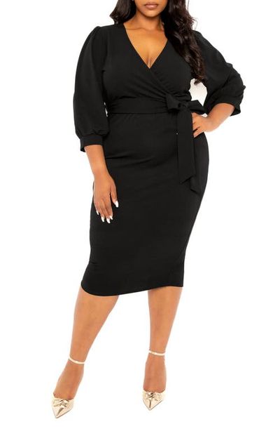 BUXOM COUTURE BUXOM COUTURE Faux Wrap Midi Dress