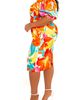 BUXOM COUTURE BUXOM COUTURE Floral Print Off the Shoulder Bow Back Dress - 3