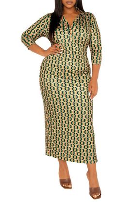 BUXOM COUTURE BUXOM COUTURE Geometric Print Body-Con Maxi Dress