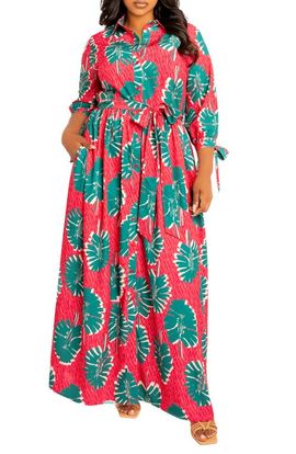 BUXOM COUTURE BUXOM COUTURE Mixed Print Maxi Shirtdress