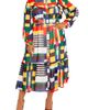 BUXOM COUTURE BUXOM COUTURE Plaid Ruffle Bib Belted Long Sleeve Maxi Dress - 1