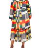 BUXOM COUTURE BUXOM COUTURE Plaid Ruffle Bib Belted Long Sleeve Maxi Dress - 2