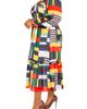 BUXOM COUTURE BUXOM COUTURE Plaid Ruffle Bib Belted Long Sleeve Maxi Dress - 5