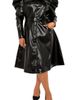 BUXOM COUTURE BUXOM COUTURE Puff Shoulder Long Sleeve Belted Faux Leather Shirtdress - 1
