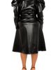 BUXOM COUTURE BUXOM COUTURE Puff Shoulder Long Sleeve Belted Faux Leather Shirtdress - 2