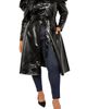 BUXOM COUTURE BUXOM COUTURE Puff Shoulder Long Sleeve Belted Faux Leather Shirtdress - 5