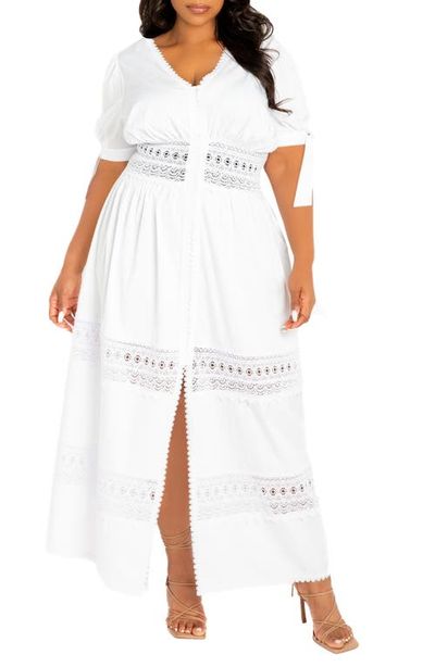 BUXOM COUTURE BUXOM COUTURE Puff Sleeve Lace Maxi Dress