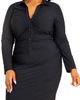 BUXOM COUTURE BUXOM COUTURE Ruched Long Sleeve Body-Con Shirtdress - 4