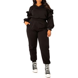 BUXOM COUTURE BUXOM COUTURE Scuba Knit Cold Shoulder Sweatshirt & Jogger Set