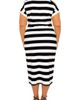 BUXOM COUTURE BUXOM COUTURE Stripe Cold Shoulder Gathered Waist Jersey Midi Dress - 2