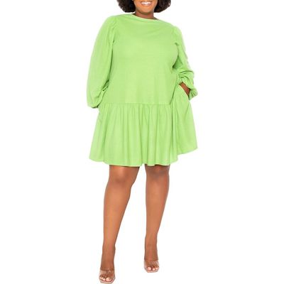 BUXOM COUTURE BUXOM COUTURE Tie Back Long Sleeve Terry Dress