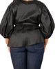 BUXOM COUTURE BUXOM COUTURE Tie Waist Voluminous Elbow Sleeve Taffeta Peplum Top - 2