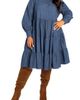 BUXOM COUTURE BUXOM COUTURE Tiered Long Sleeve Denim Dress - 1