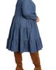 BUXOM COUTURE BUXOM COUTURE Tiered Long Sleeve Denim Dress - 2