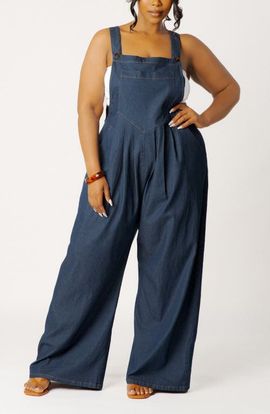 BUXOM COUTURE BUXOM COUTURE Wide Leg Denim Jumpsuit