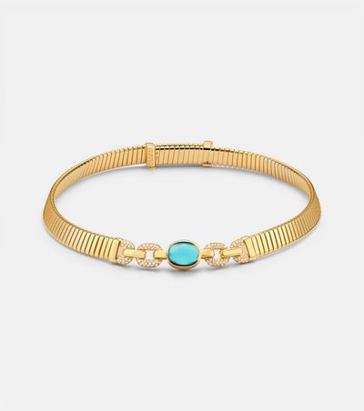 Bvlgari Bvlgari Bvlgari Tubogas 18kt gold necklace with topaz and diamonds