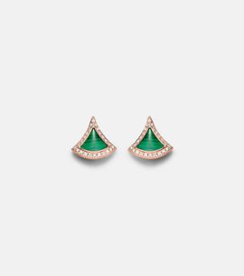 Bvlgari Bvlgari Divas' Dream 18kt rose gold earrings with malachite and diamonds
