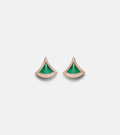 Bvlgari Bvlgari Divas' Dream 18kt rose gold earrings with malachite and diamonds