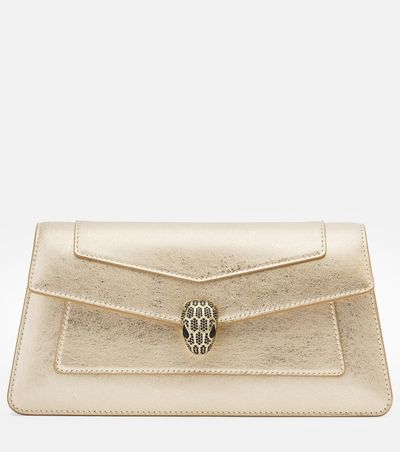 Bvlgari Bvlgari Serpenti Forever metallic leather clutch