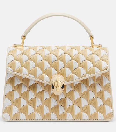 Bvlgari Bvlgari Serpenti Forever Mini raffia top-handle bag