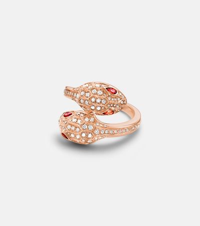 Bvlgari Serpenti Seduttori 18Kt Rose Gold Ring With Diamonds And Rubellites