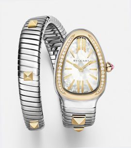 Bvlgari Bvlgari Serpenti Tubogas embellished 35mm stainless steel and 18kt gold watch