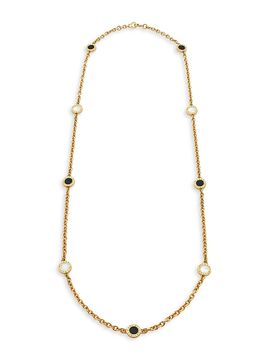 BVLGARI BVLGARI Women's BVLGARI BVLGARI 18K Yellow Gold, Mother-Of-Pearl & Black Onyx Charm Necklace