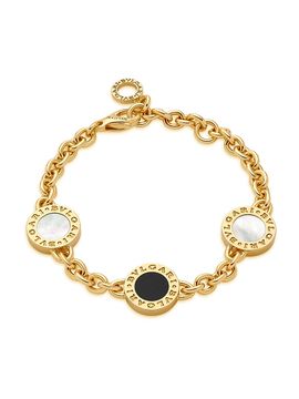 BVLGARI Women's BVLGARI BVLGARI 18K Yellow Gold, Mother-Of-Pearl & Black Onyx Charm Bracelet