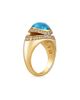 BVLGARI Women's BVLGARI Cabochon 18K Yellow Gold, Blue Topaz & 0.59 TCW Diamond Ring - 6