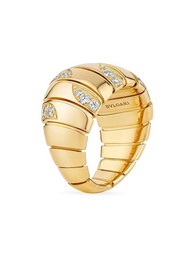 BVLGARI Women's Bvlgari Tubogas Tubo 18K Yellow Gold & 0.61 TCW Diamond Pavé Ring