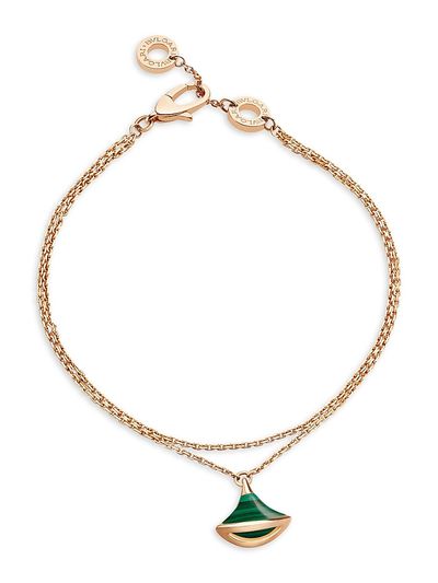 BVLGARI Women's Divas' Dream 18K Rose Gold & Malachite Small Charm Bracelet