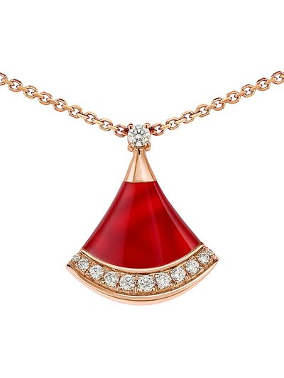 BVLGARI Women's Divas' Dream 18K Rose Gold, Carnelian & 0.13 TCW Diamond Pendant Necklace