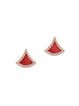 BVLGARI Women's Divas' Dream 18K Rose Gold, Pink Carnelian & 0.10 TCW Diamond Earrings