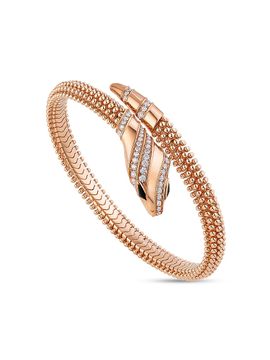 BVLGARI Women's Serpenti 18K Rose Gold, Onyx & 0.52 TCW Diamond Snake Bangle