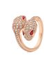 BVLGARI Women's Serpenti Seduttori 18K Rose Gold, Rubellite & 0.56 TCW Diamond Bypass Ring - 6