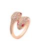 BVLGARI Women's Serpenti Seduttori 18K Rose Gold, Rubellite & 0.56 TCW Diamond Bypass Ring - 8