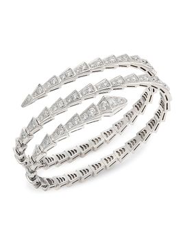 BVLGARI Women's Serpenti Viper 18K White Gold & 5.42 TCW Pavé Diamond 2-Coil Bangle Bracelet