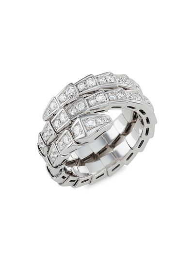 BVLGARI Women's Serpenti Viper 18K White Gold & Pavé Diamond 2-Coil Ring