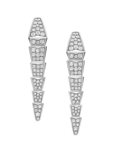 BVLGARI Women's Serpenti Viper 18K White Gold & Pavè Diamond Drop Earrings