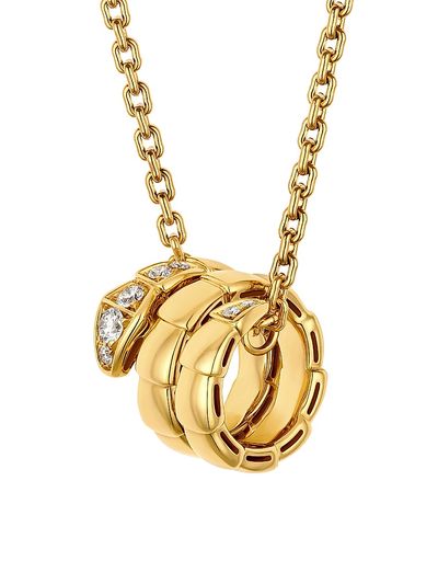BVLGARI Women's Serpenti Viper 18K Yellow Gold & 0.13 TCW Diamond Pendant Necklace