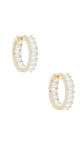 By Adina Eden By Adina Eden Baguette Hoop Earring