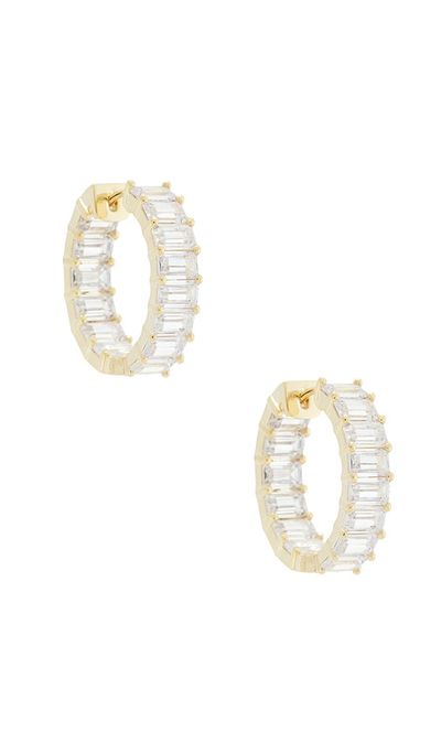 By Adina Eden By Adina Eden Baguette Hoop Earring