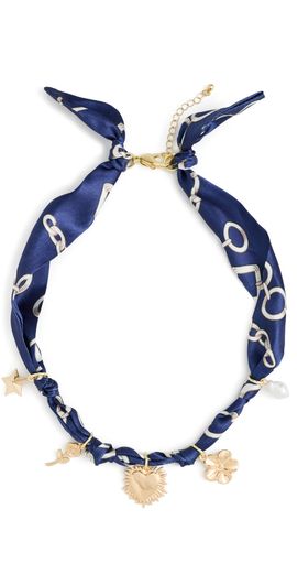 By Adina Eden By Adina Eden Bandana Heart Charms Necklace Blue One
