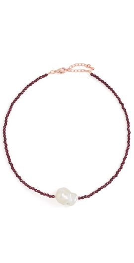 By Adina Eden By Adina Eden Beaded Baroque Pearl Choker Dark Red One