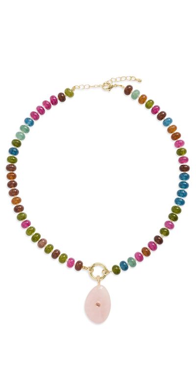 By Adina Eden By Adina Eden Beaded Natural Stone Drop Necklace Multicolor One