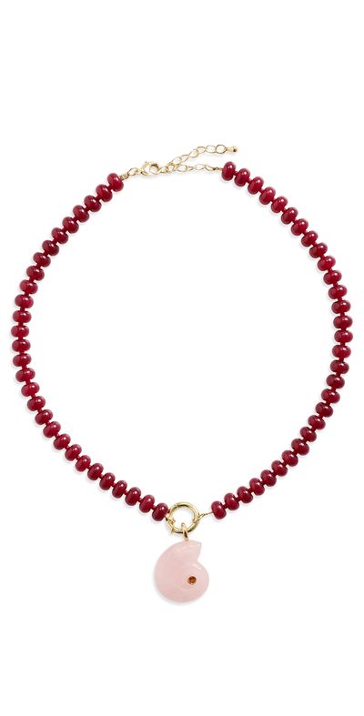 By Adina Eden By Adina Eden Berry Beaded Natural Stone Shell Pendant Multicolor One